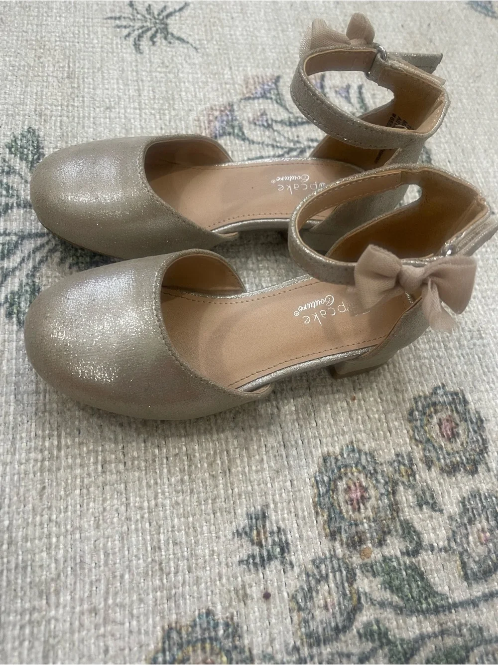 Cupcake Couture Girls' Shimmery Gold Ankle-Strap Dress Shoes